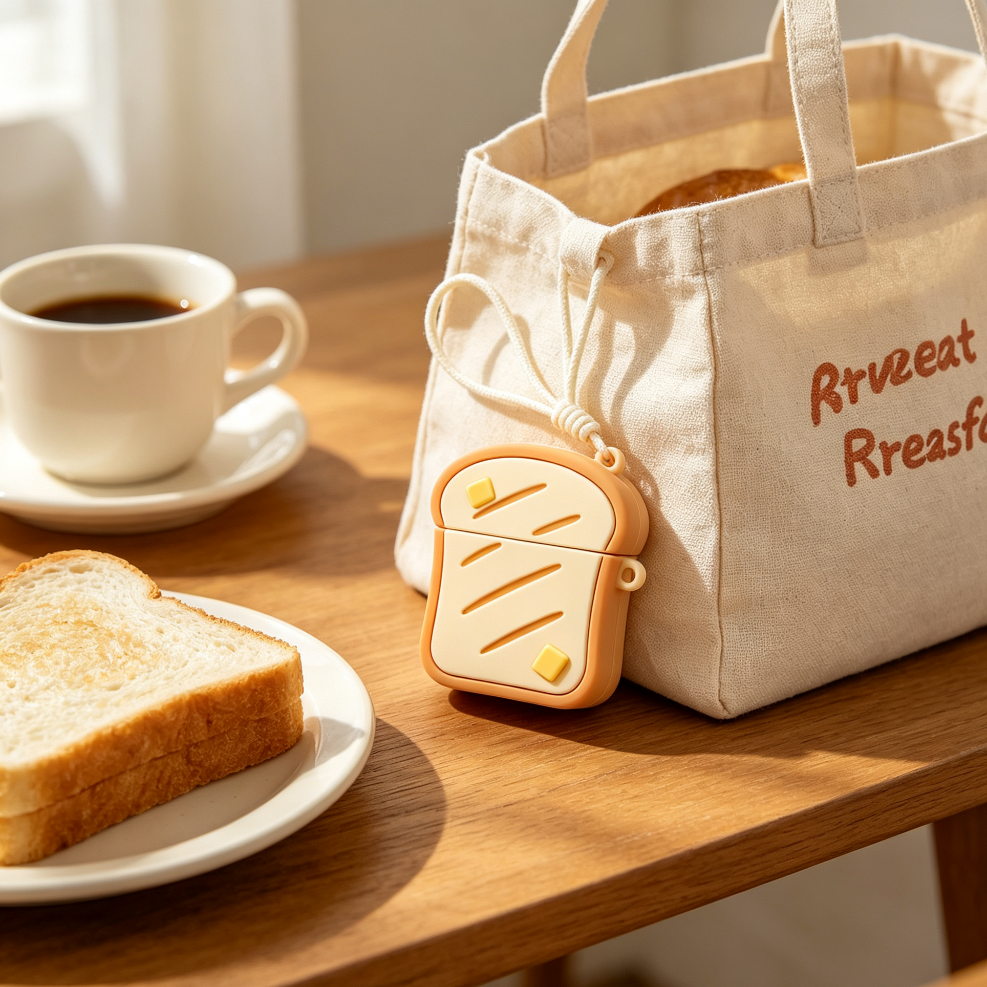 Cute Toast Bread Silicone Earbud Protective Case