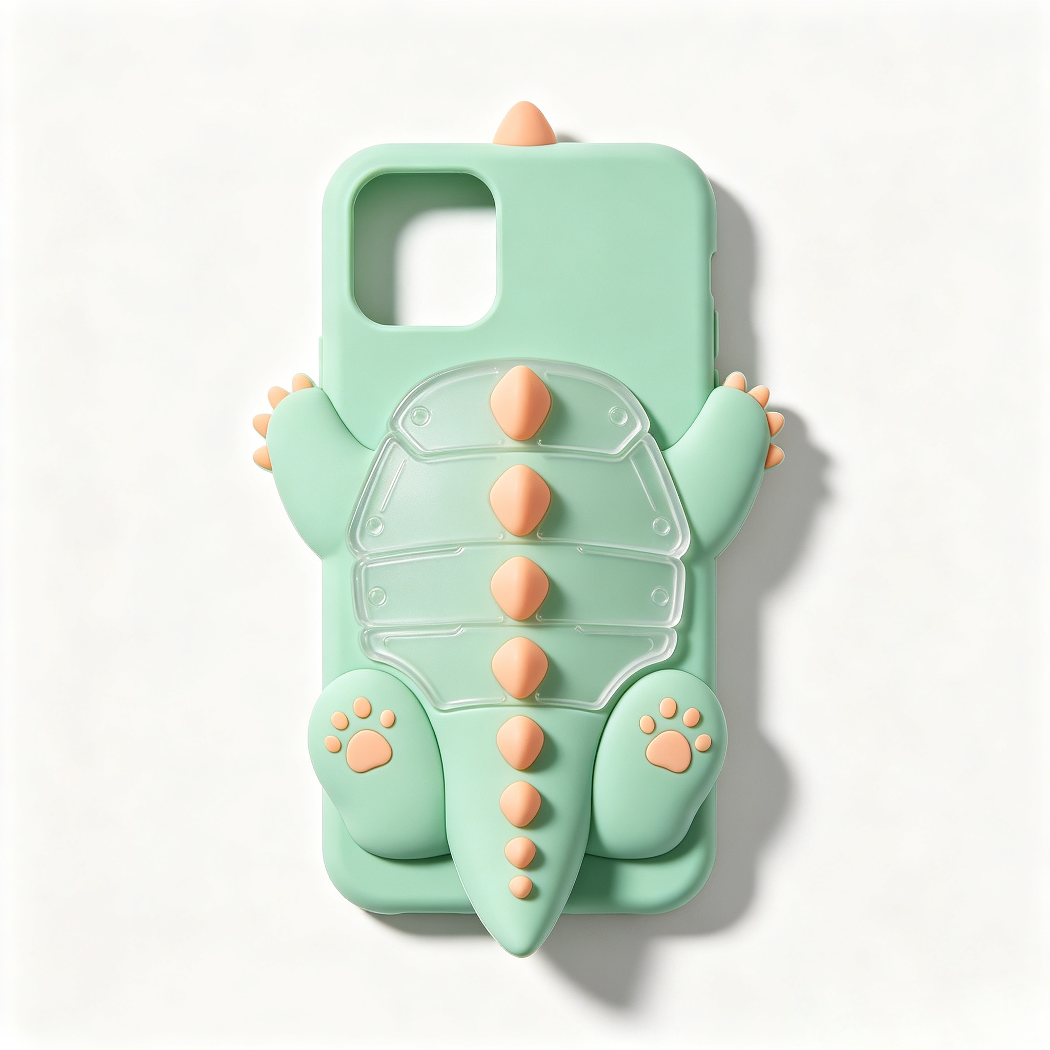 3D Green Dinosaur Silicone Phone Case
