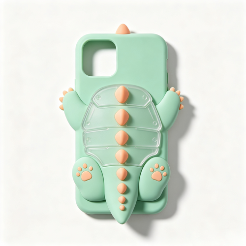 3D Green Dinosaur Silicone Phone Case
