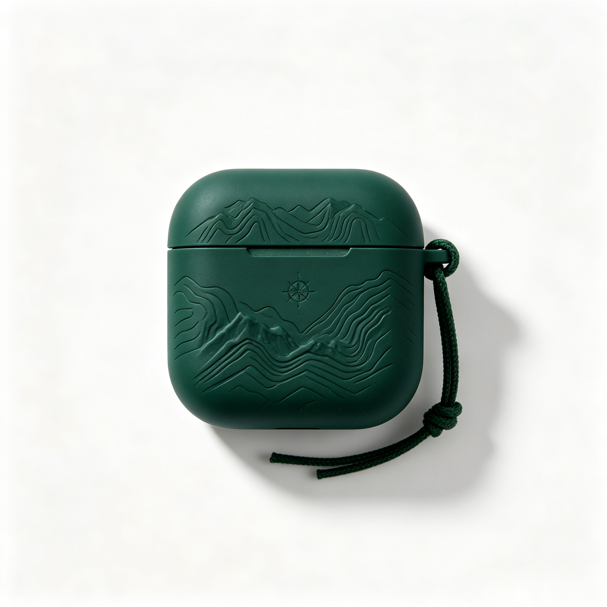 Dark Green Mountain Embossed Silicone Earbud Case