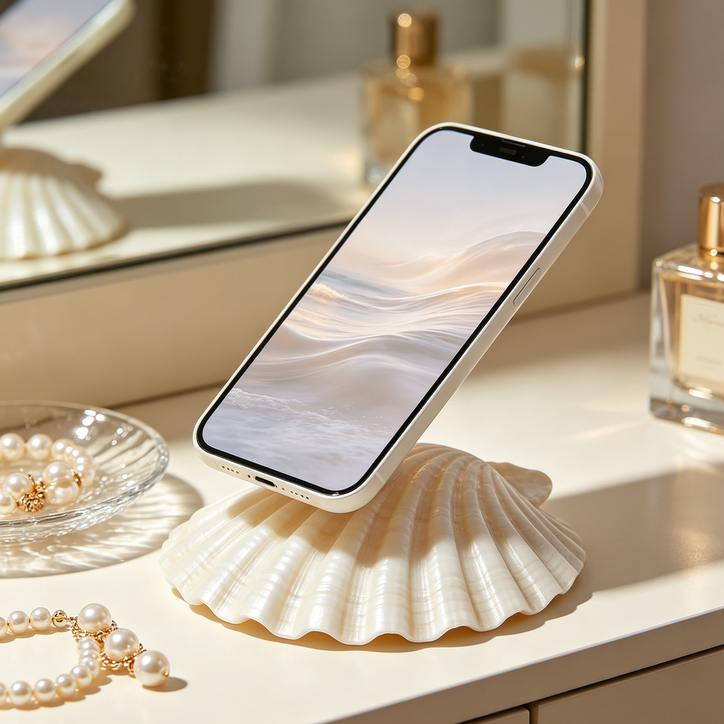Elegant Seashell Shaped Desktop Phone Holder