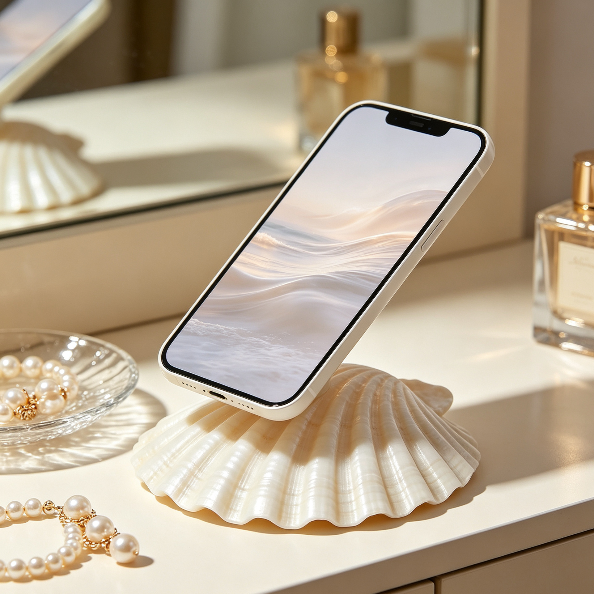 Elegant Seashell Shaped Desktop Phone Holder