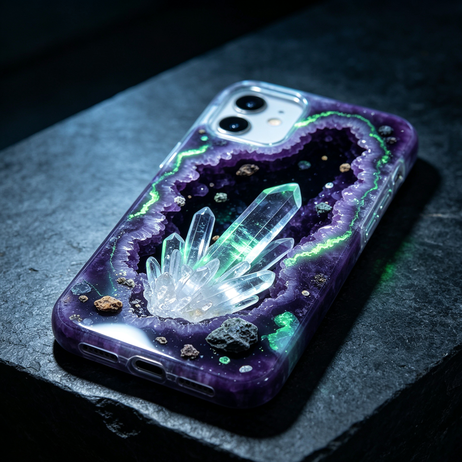 Amethyst Crystal Geode Clear Phone Case