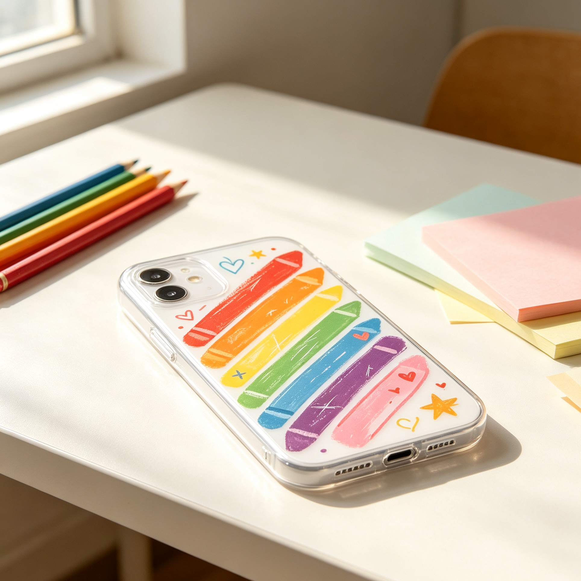 Rainbow Crayon Art Clear Phone Case
