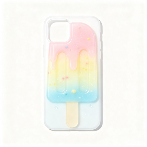 3D Gradient Popsicle Clear Phone Case