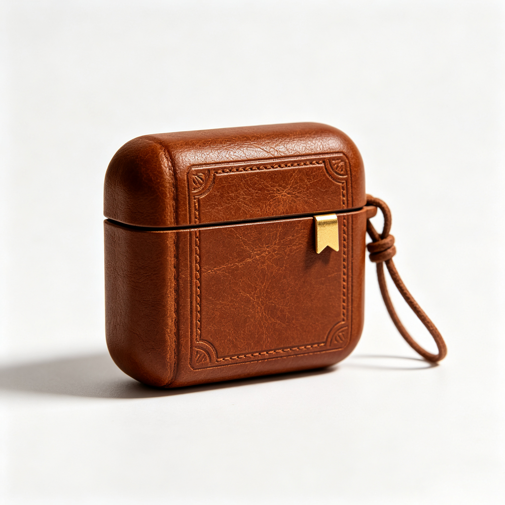 Vintage Book Style Faux Leather Earbud Case