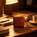 Vintage Book Style Faux Leather Earbud Case