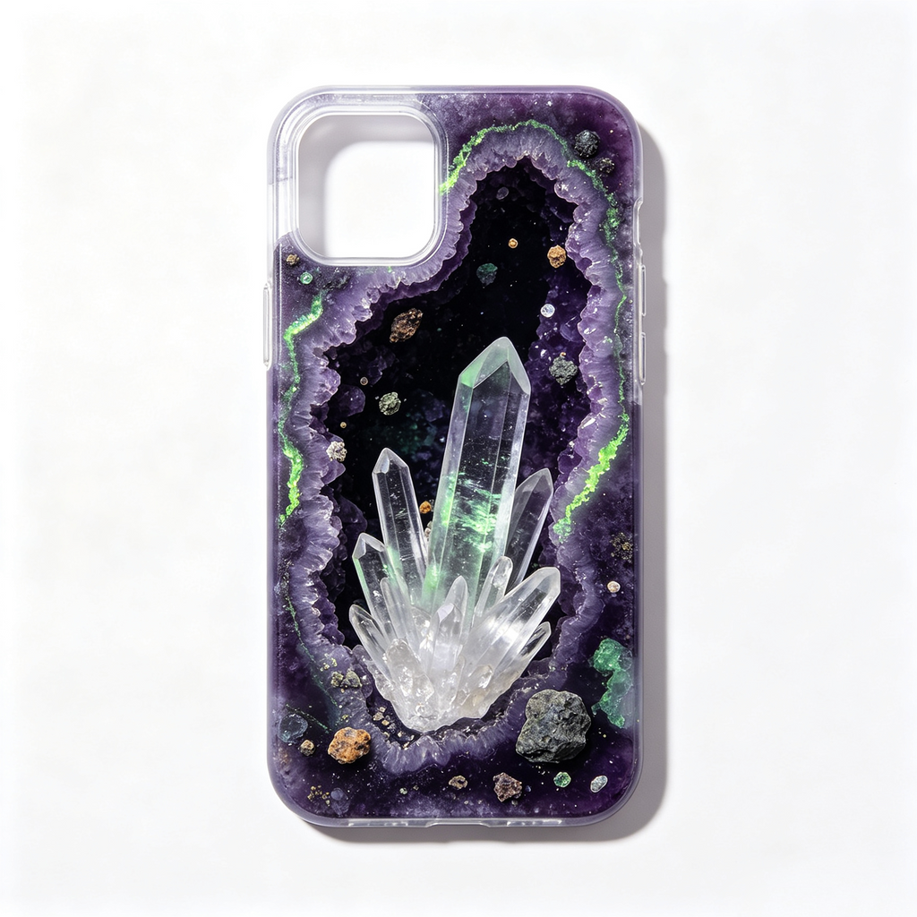 Amethyst Crystal Geode Clear Phone Case