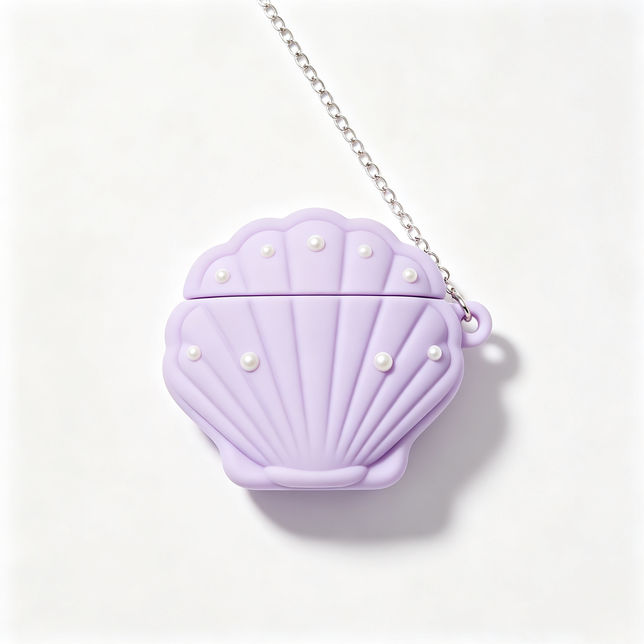 Lavender Pearl Shell Silicone Earbud Case