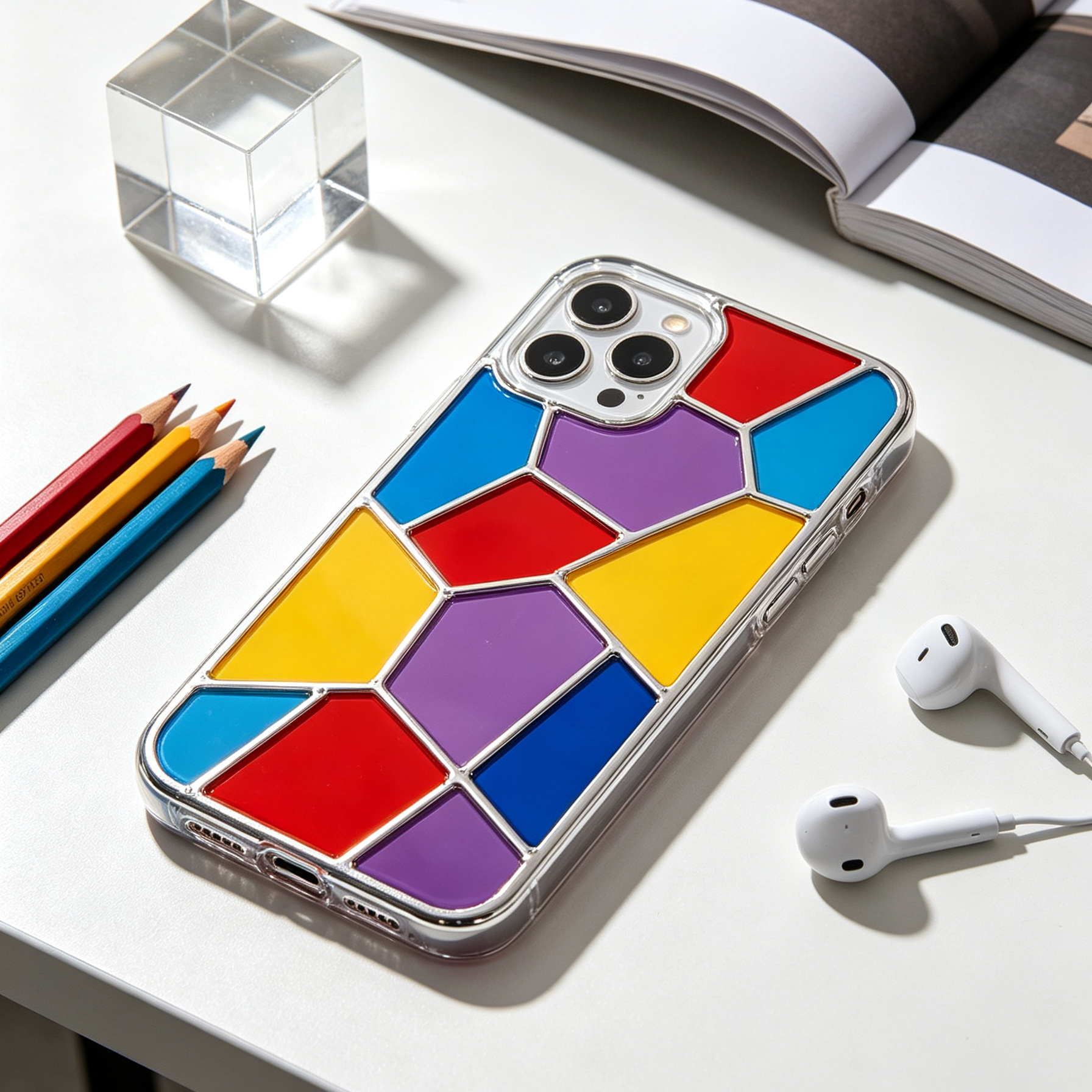Colorful Stained Glass Clear Phone Case