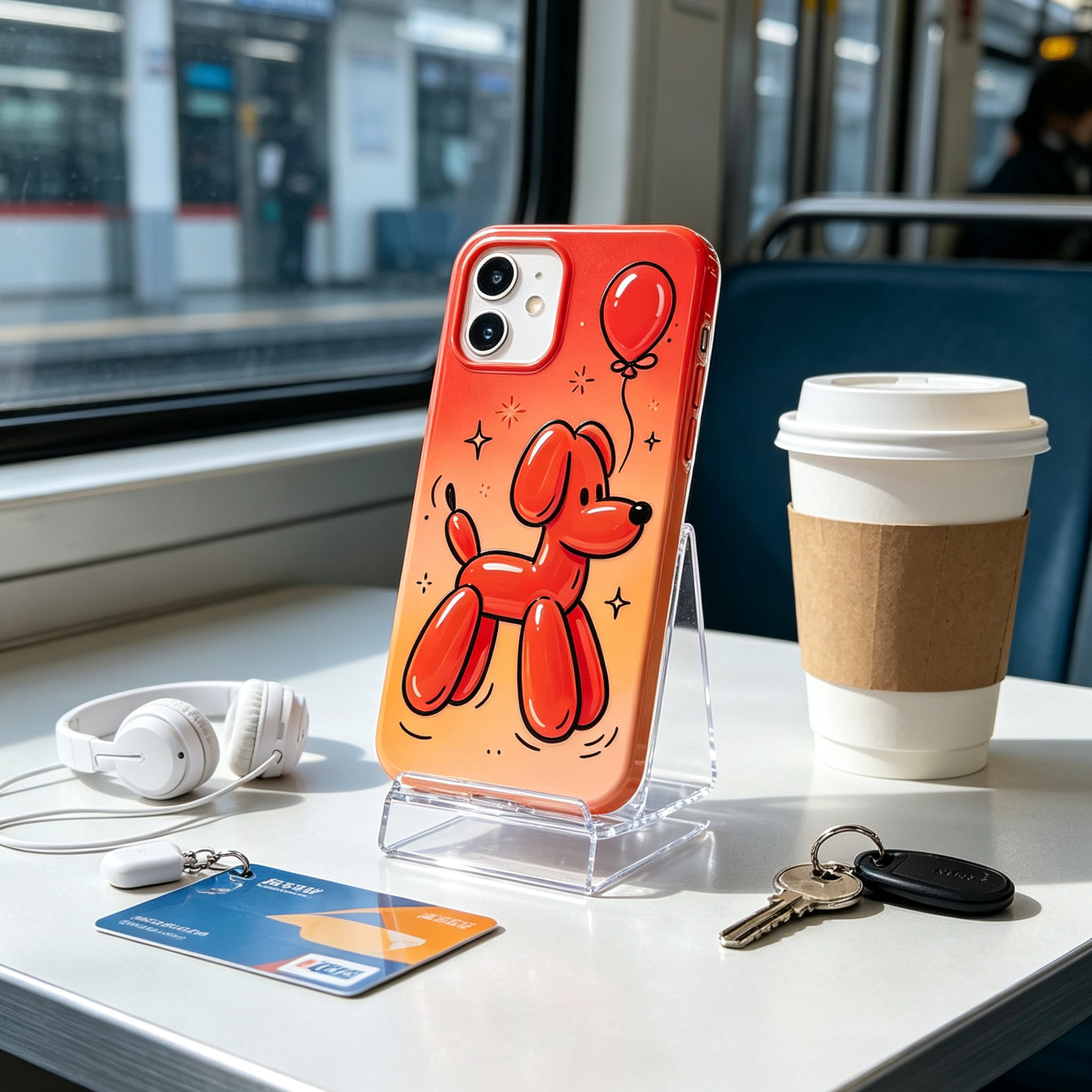 Gradient Red Balloon Dog Glossy Phone Case