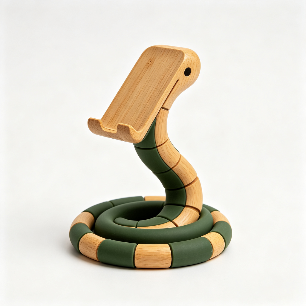 Flexible Snake Shape Wooden Phone Holder