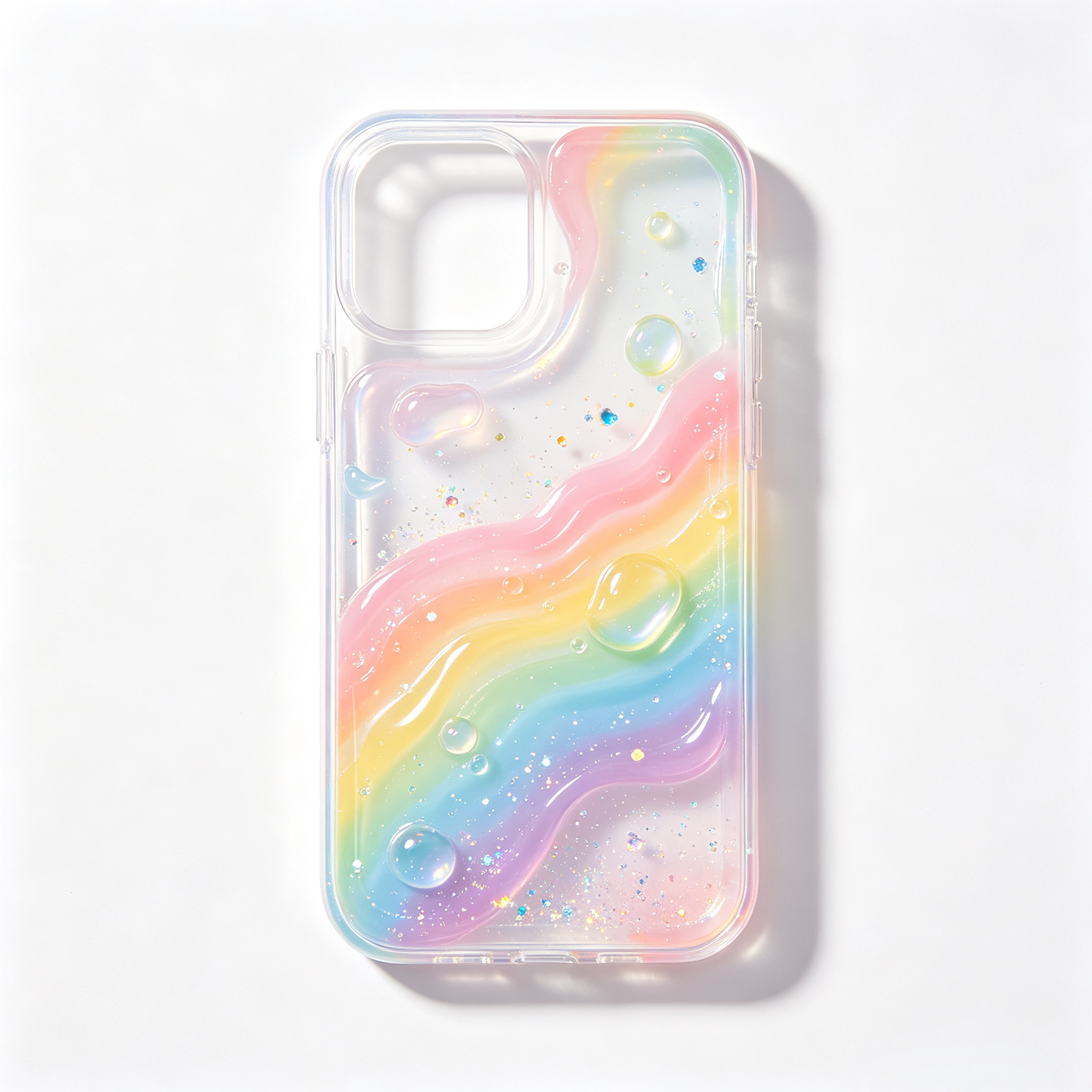 Rainbow Wave Glitter Clear Phone Case