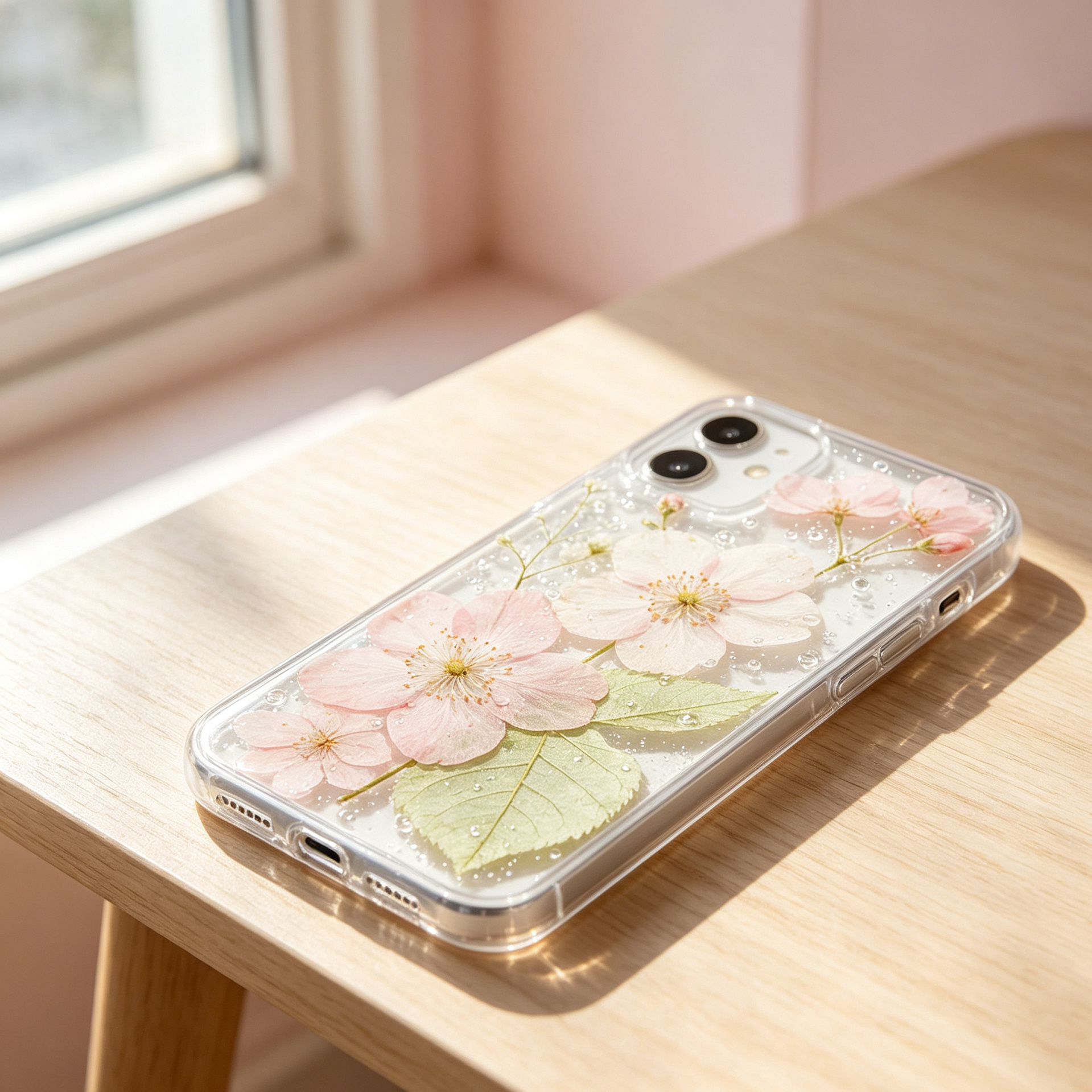 Real Dried Pressed Flower Clear Phone Case