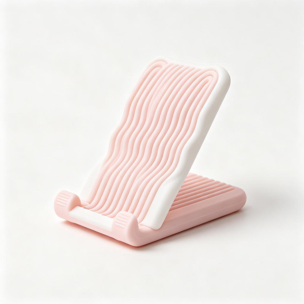 Pink White Wavy Texture Silicone Phone Stand