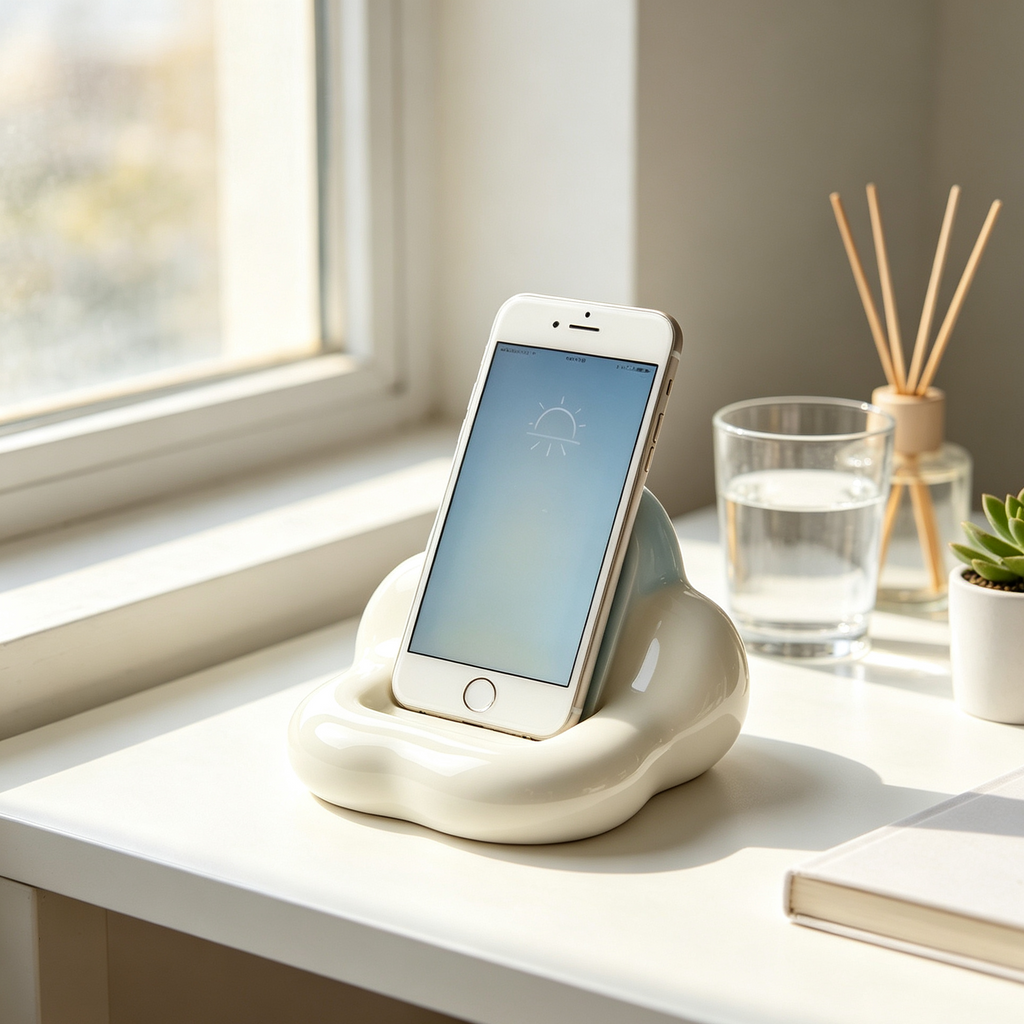 Cute Cloud‑Shaped Ceramic Phone Stand