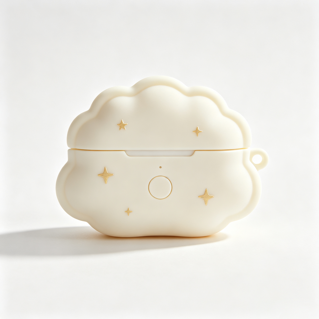 Cream Cloud Star Silicone Earbud Cover with Full Port Access