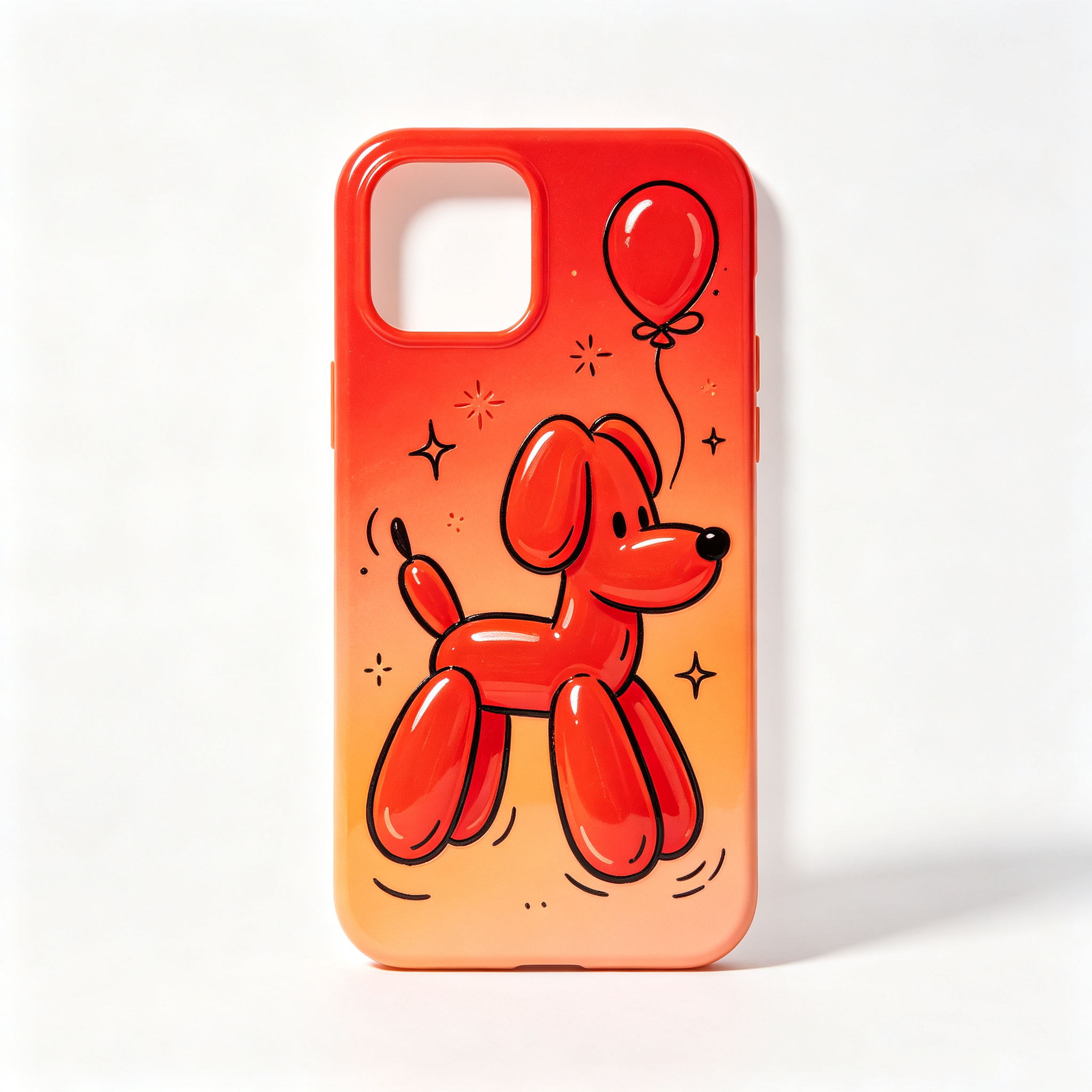 Gradient Red Balloon Dog Glossy Phone Case