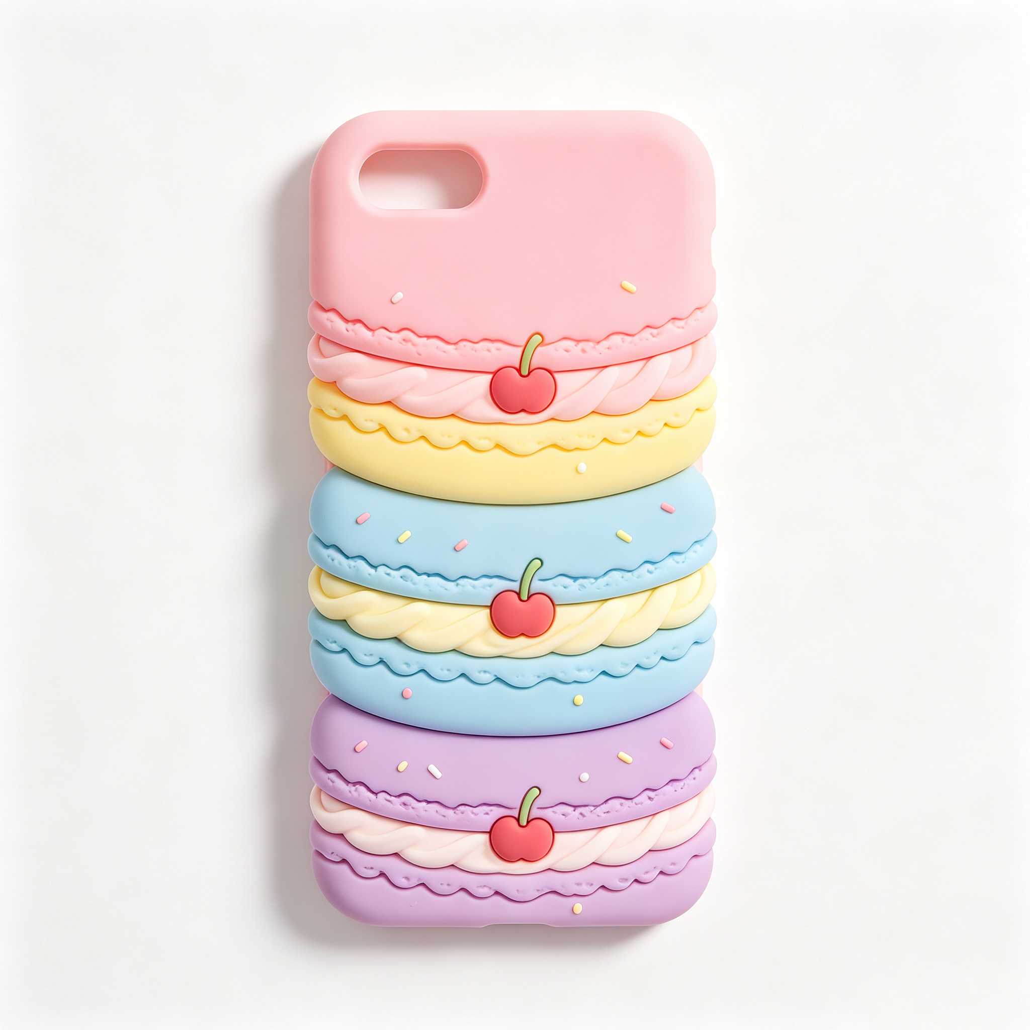 3D Macaron Cherry Silicone Phone Case