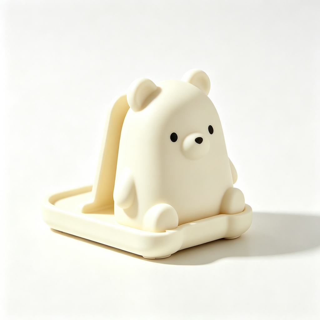 Cute Cream Bear Desktop Phone Stand