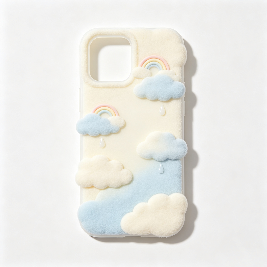 Fuzzy Cloud Rainbow Raindrop Phone Case