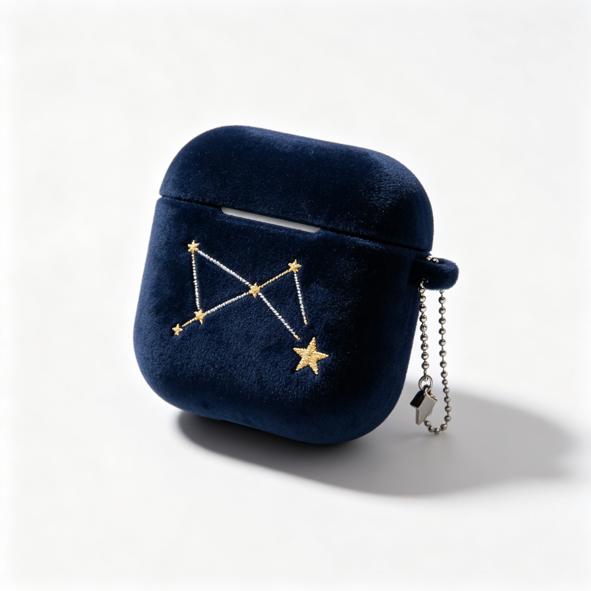 Navy Constellation Embroidery Velvet Earbud Cover