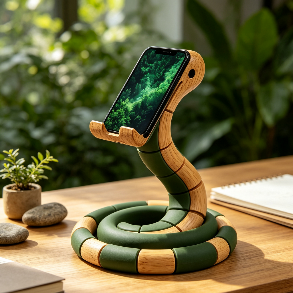 Flexible Snake Shape Wooden Phone Holder