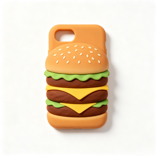 3D Double Cheeseburger Silicone Phone Case