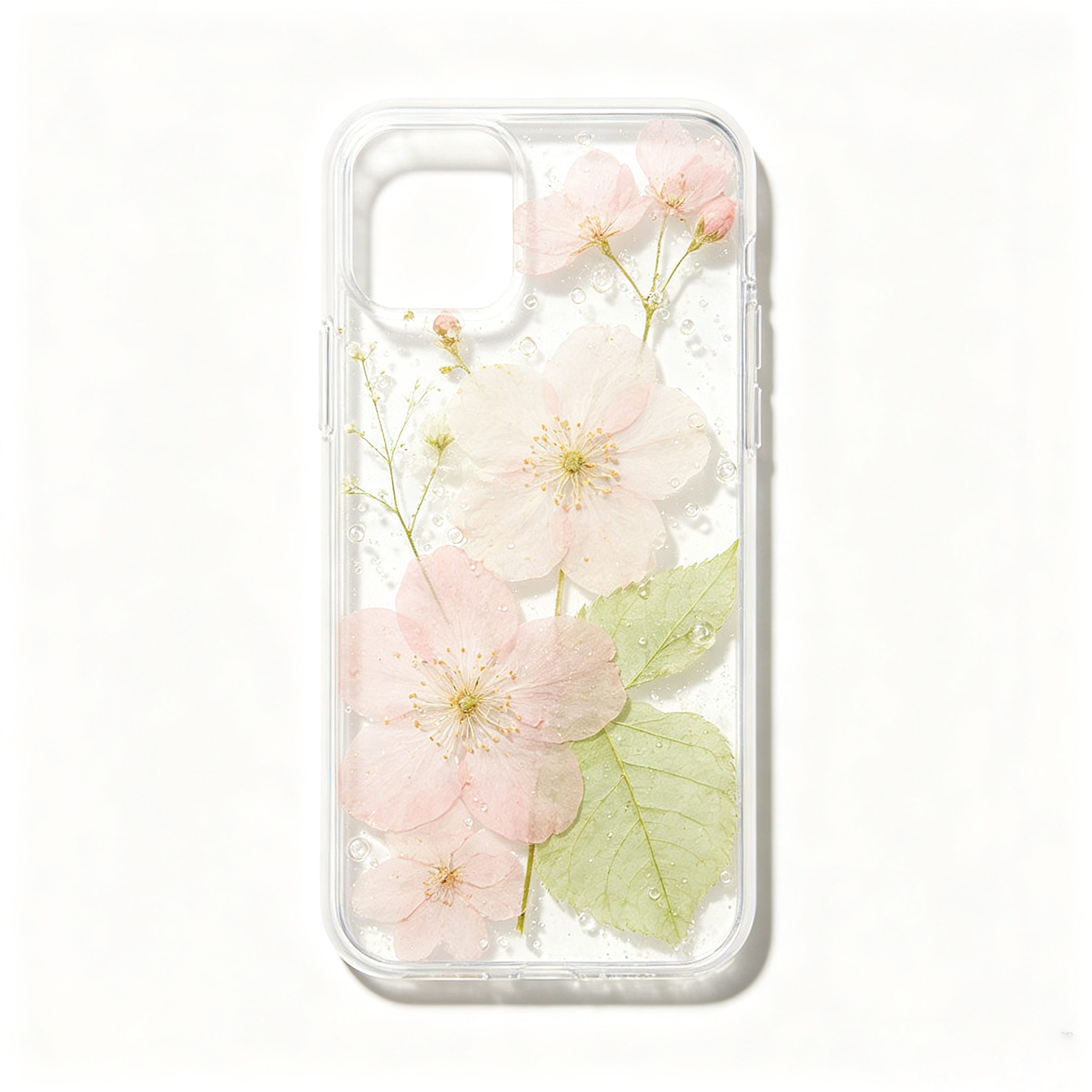 Real Dried Pressed Flower Clear Phone Case