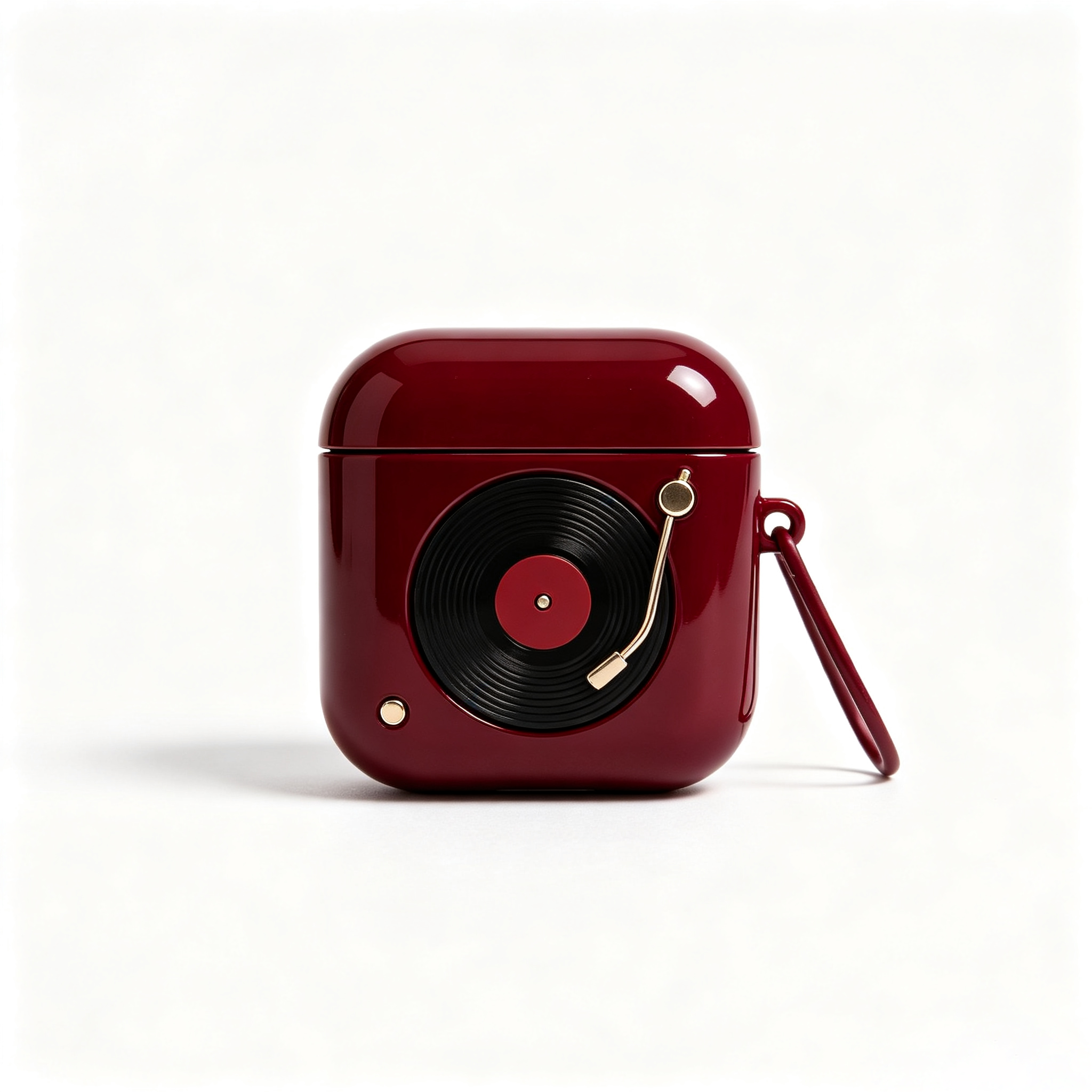 Vintage Record Player Earphone Hard Case with Glossy Finish