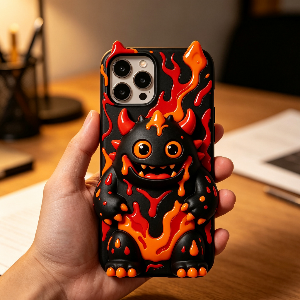 3D Lava Fire Monster Silicone Phone Case