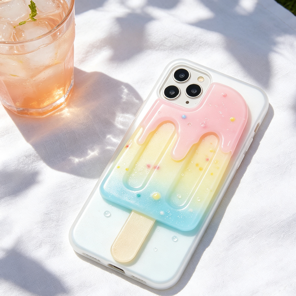 3D Gradient Popsicle Clear Phone Case