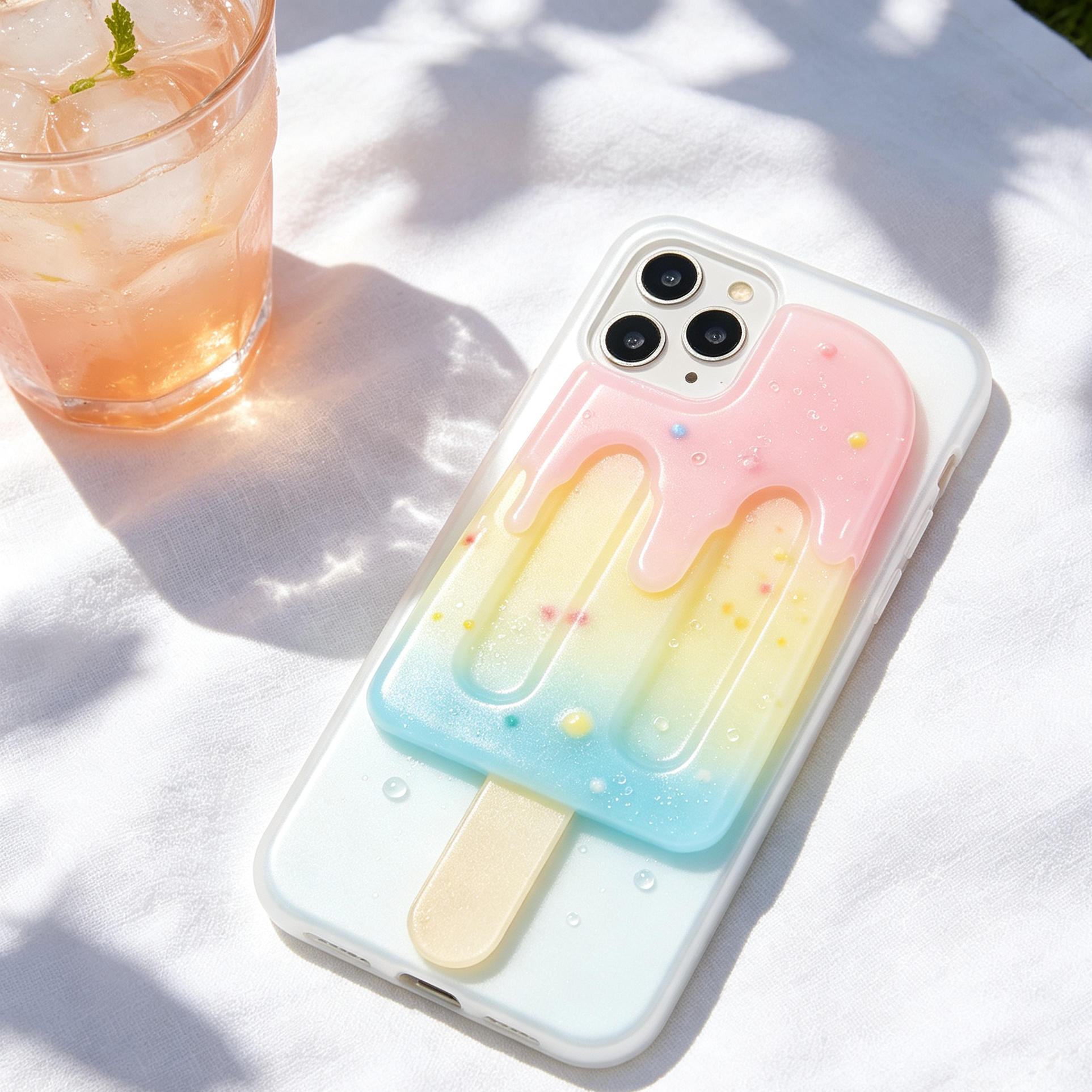 3D Gradient Popsicle Clear Phone Case