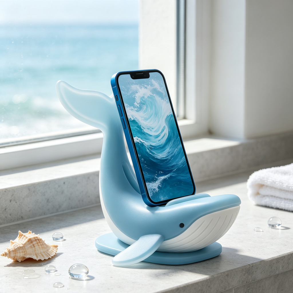 Adorable Blue Whale Shape Silicone Phone Stand