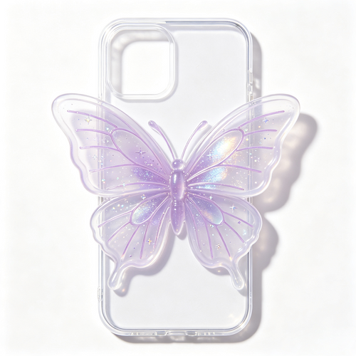 3D Holographic Purple Glitter Butterfly Phone Case