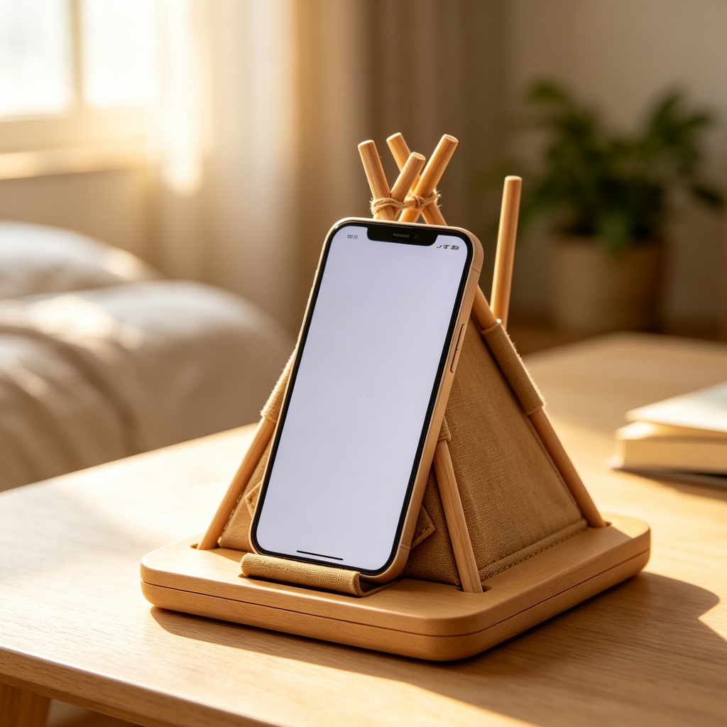 Mini Tent Style Wooden Phone Holder