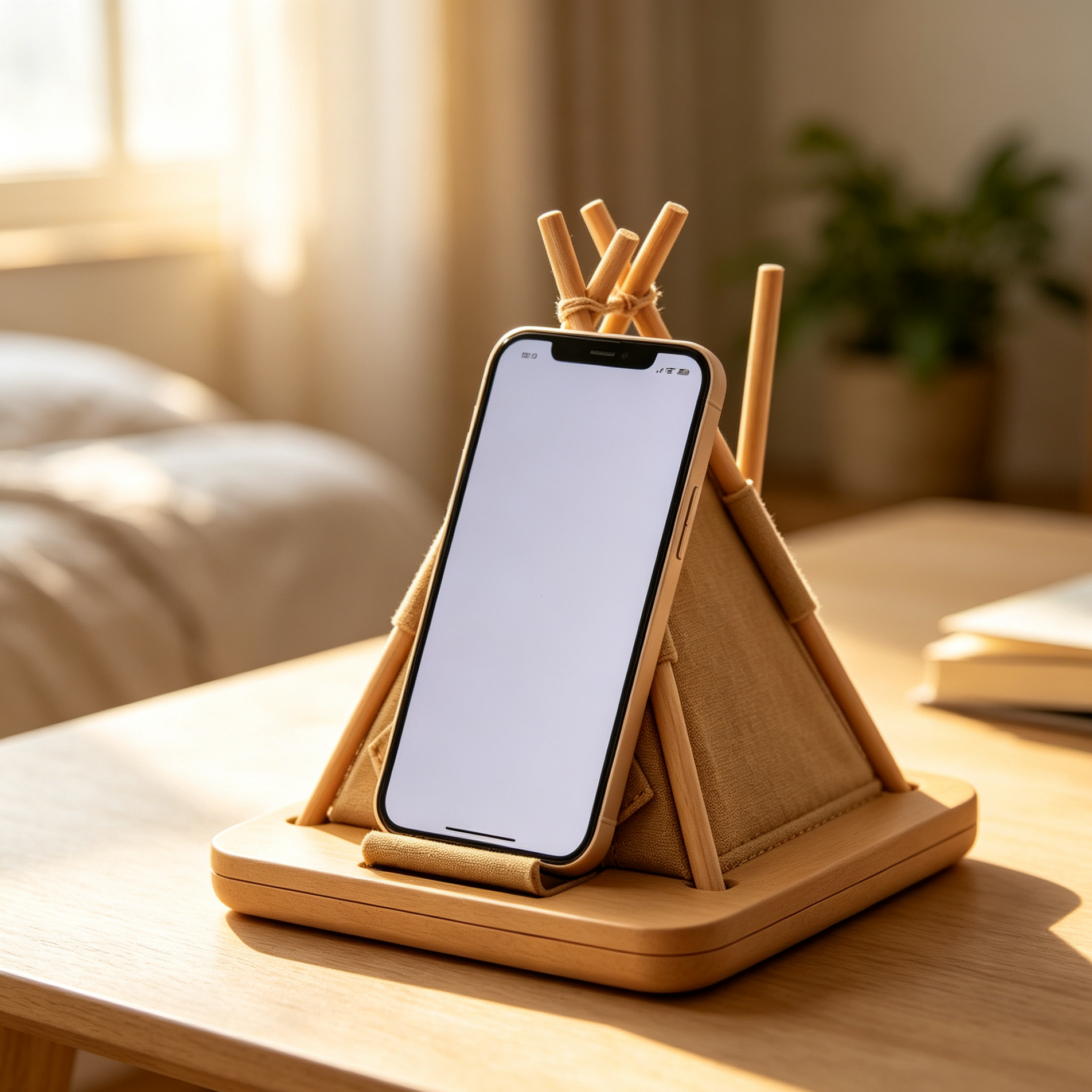 Mini Tent Style Wooden Phone Holder